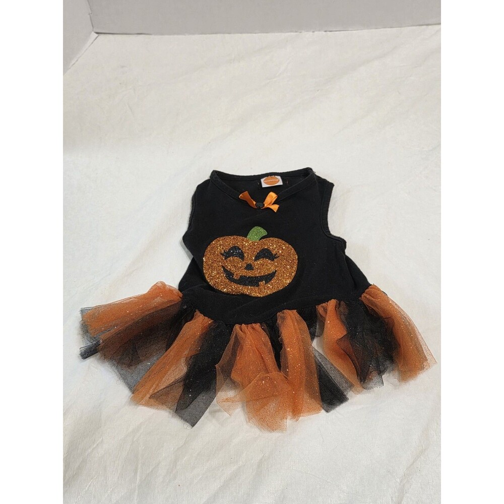 Simply Dog Halloween Jack O Lantern Orange\Black Dog Dress Size Med